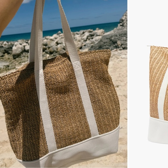 Show Me Your MuMu Handbags - Show Me Your MuMu Tan and White Beach Tote